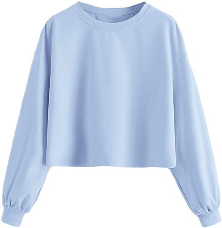 MAKEMECHIC Women's Causal Plain Drop Shoulder Pullover Crop Top Sweatshirt at Amazon Women’s Clothing store