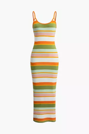 Stripe Slip Knit Maxi Dress – Micas