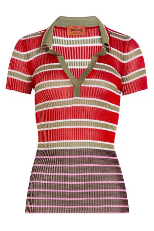Striped Knit Polo Shirt Gr. IT 40