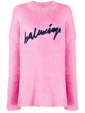 Balenciaga pink fluffy logo sweatshirt