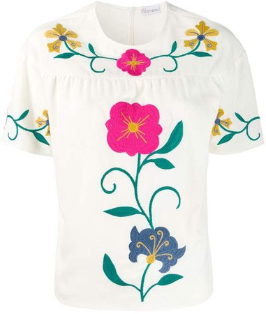 floral embroidered T-shirt