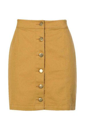 Button Through Coloured Denim Skirt | Boohoo