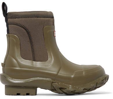 Hunter Rubber And Yulex Ankle Boots - Army green