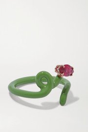 Bea Bongiasca | Baby Vine Tendril rose gold, enamel and topaz ring | NET-A-PORTER.COM