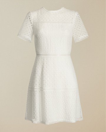 Short sleeved lace mini dress - Ivory | Dresses | Ted Baker UK
