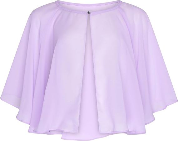 BOLEROSE Soft Wedding Wrap Evening Sheer Chiffon Cover Up Cape Shawl (Lilac, One Size) at Amazon Women’s Clothing store