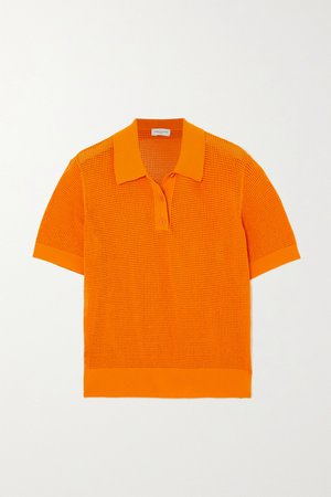 Orange Open-knit polo shirt | Dries Van Noten | NET-A-PORTER