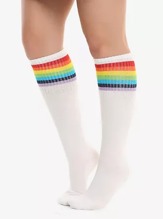 Rainbow Cuff Knee-High Socks