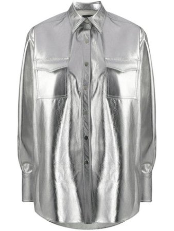 David Koma Oversized Metallic Shirt R20DK03T Silver | Farfetch