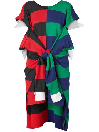 Burberry Striped Cotton Reconstructed Rugby Shirt Dress 4562659 Red | Farfetch