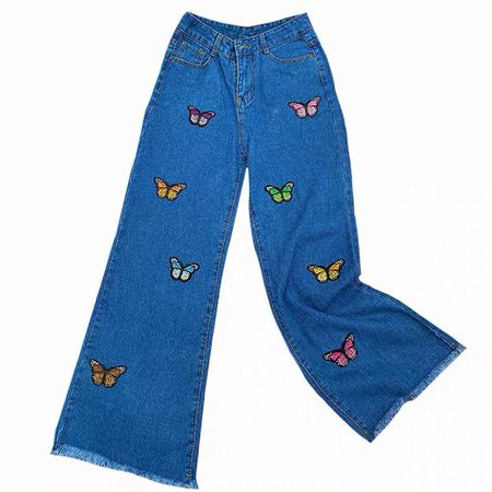 Y2k papillon jeans brodés Favori | Etsy