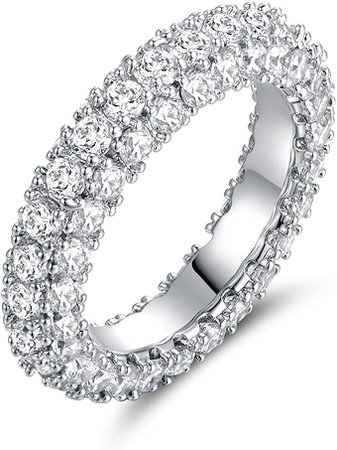 Amazon.com: Barzel 18k White Gold Plated Cubic Zirconia Eternity Wedding Band Ring (Silver, 5) : Clothing, Shoes & Jewelry