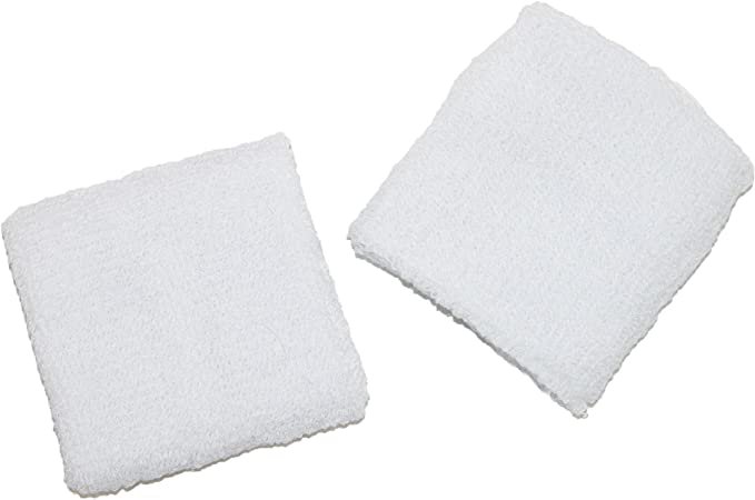 CTM Cotton Terry Cloth Sport Wrist Sweatband, White at Amazon Women’s Clothing store