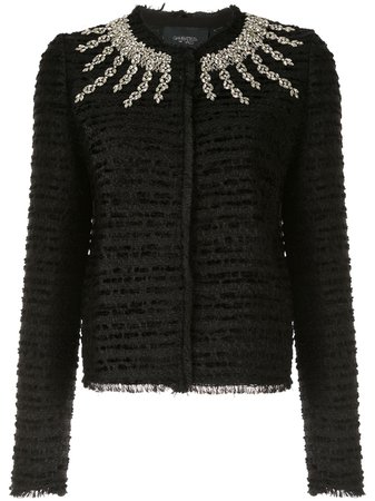 Giambattista Valli Rhinestone-Embellished Tweed Jacket 19FWPVCI644R57CNB Black | Farfetch