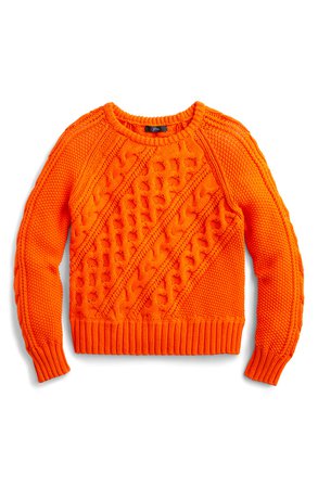 J.Crew Diagonal Cable Knit Sweater orange