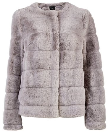 Grey Short Faux Fur Jacket