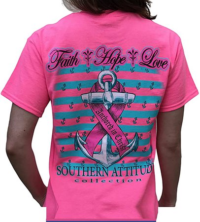 Amazon.com: Southern Attitude Hope Breast Cancer Awareness Pink Short Sleeve Shirt: Clothing