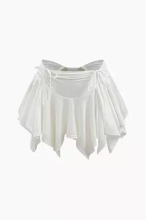 Ruched Drawstring Asymmetric Mini Skirt – Micas