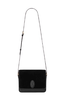 SAINT LAURENT Le 61 Medium Saddle Bag In Suede In Black