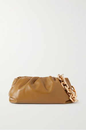 Mustard The Pouch chain-embellished gathered leather clutch | Bottega Veneta | NET-A-PORTER