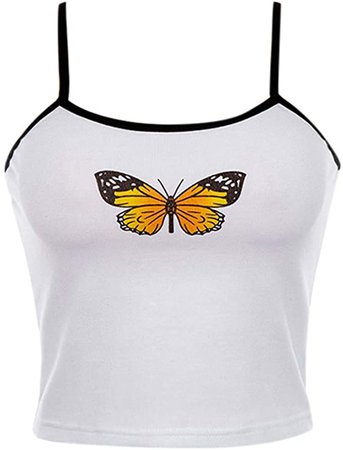 Amazon.com: Womens Sexy Butterfly Embroidery Summer Crop Tank Tops, Teen Girls Sleeveless Stretch Slim Short Vest Sports Blouse: Clothing