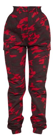 Pretty Little Thing Red Camo Pants
