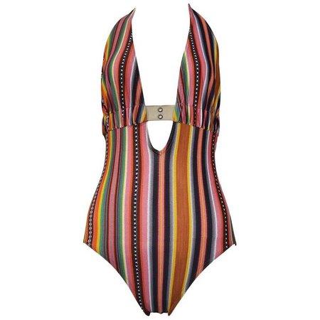 Christian Dior Stripe Cargo Strap Swim Suit 2002 For Sale at 1stdibs