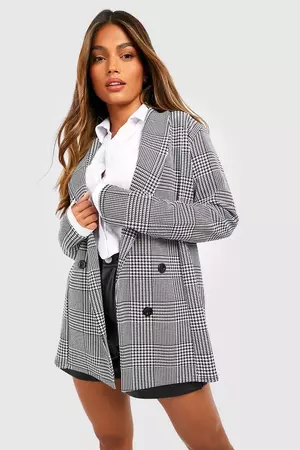 Basic Jersey Knit Flannel Relaxed Fit Blazer | boohoo