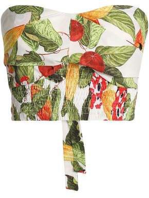 Isolda Strapless Printed Cotton-blend Bustier Top