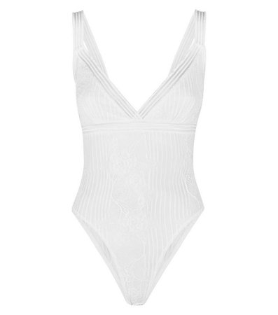 New Look White Lace Strappy Bodysuit