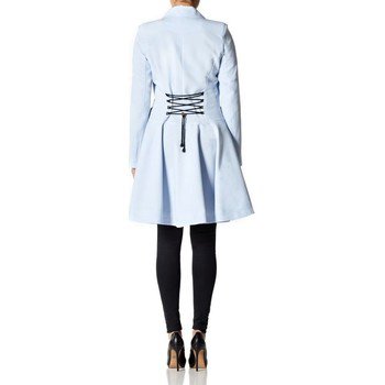 De La Creme Spring Tie Belted Short Trench Coat Blue - Clothing Coats Women £ 99.99
