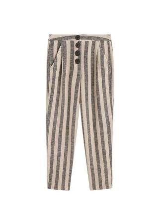 MANGO Striped linen-blend trousers