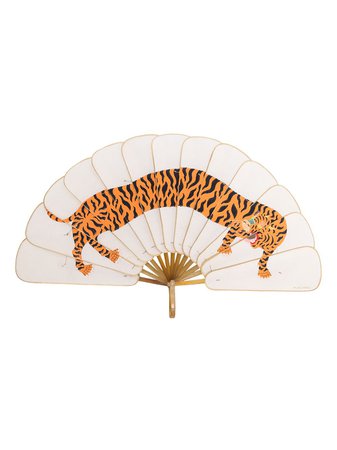 Shop orange Pubumésu Macan Tiger print fan with Express Delivery - Farfetch