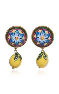 Dolce & Gabbana Yellow Flower and Lemon Earrings - Pinterest