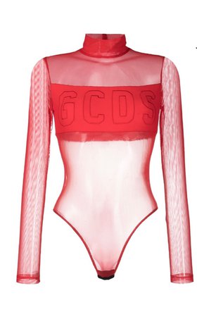 gcds red mesh bodysuit