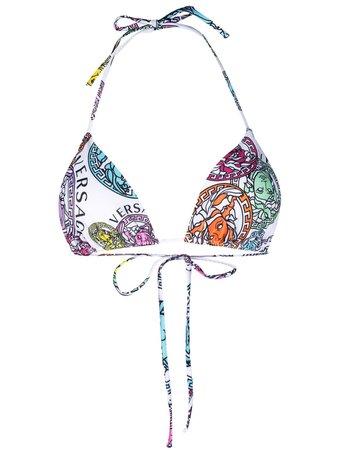 Versace Logo Print Bikini Top - Farfetch