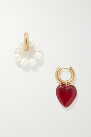 Gold Gold-plated, pearl and glass earrings | Timeless Pearly | NET-A-PORTER