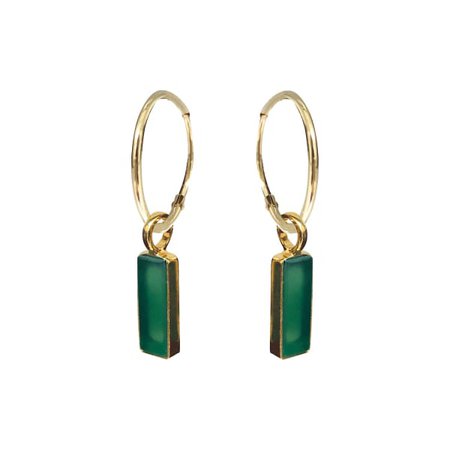 Cora Creole With Green Onyx Bar | Mirabelle Jewellery | Wolf & Badger