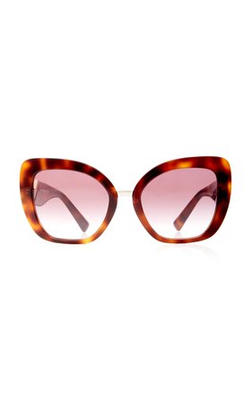 Valentino Square-Frame Tortoiseshell Acetate Sunglasses