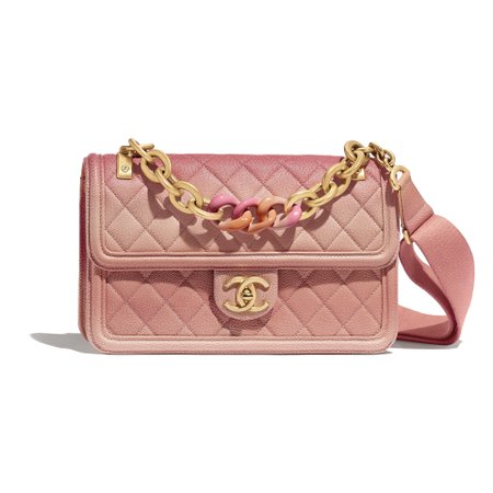 Grained Calfskin, Resin & Gold-Tone Metal Coral Flap Bag | CHANEL