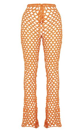 orange crochet pants