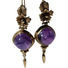Vintage amethyst drop earrings - Ruby Lane