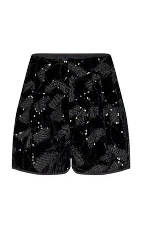 Janis Sequined Velvet-Jacquard Shorts By Rotate | Moda Operandi