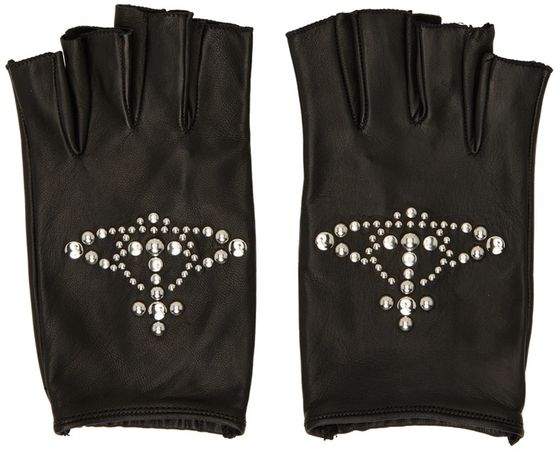 Vivienne Westwood: Black Orb Stud Fingerless Gloves | SSENSE