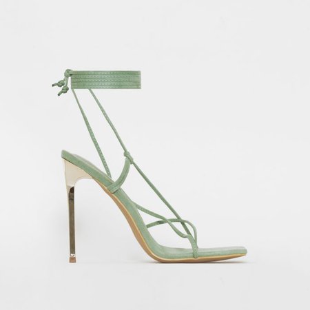 Serenity Mint Green Suede Lace Up Stiletto Heels
