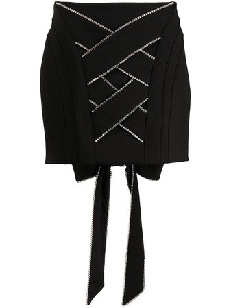 AREA lace-up black Mini Skirt - Farfetch