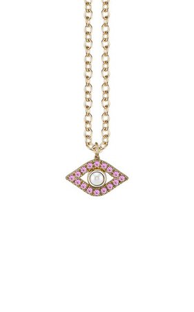 14k Yellow Gold Pink Sapphire Xl Evil Eye Necklace By Sydney Evan | Moda Operandi