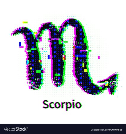 Scorpio zodiac sign with grunge and glitch effect Vector Image