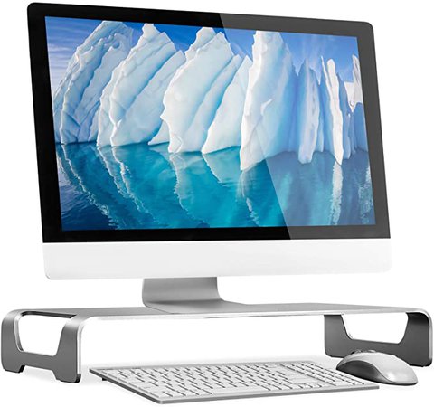 Amazon.com: Mount-It! Aluminum Monitor Stand for iMac - Wide Unibody Monitor Riser - Metal Monitor Stand Desktop Organizer with Keyboard Storage - Universal Desktop Monitor Riser for PC, iMac, MacBook, Laptop: Computers & Accessories