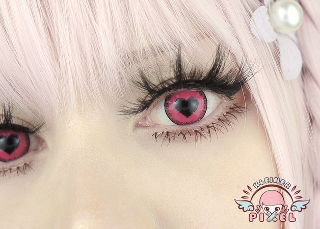 Anime yandere heart pink contacts